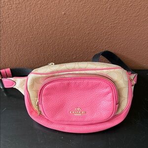 Coach Pink and Tan Crossbody Bag